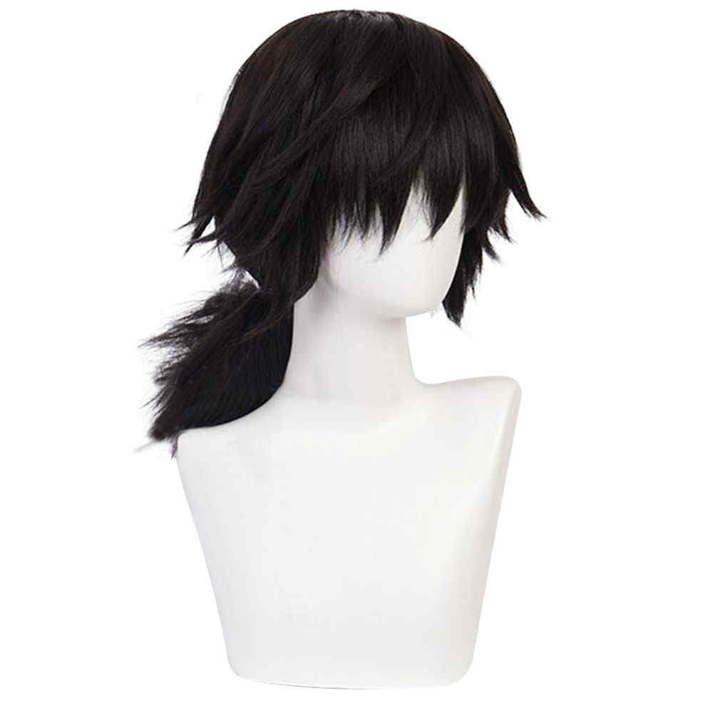 Giyuu Tomioka Black Cosplay Wig Anime Dem el asesino: Kimetsu No Yaiba  pelo